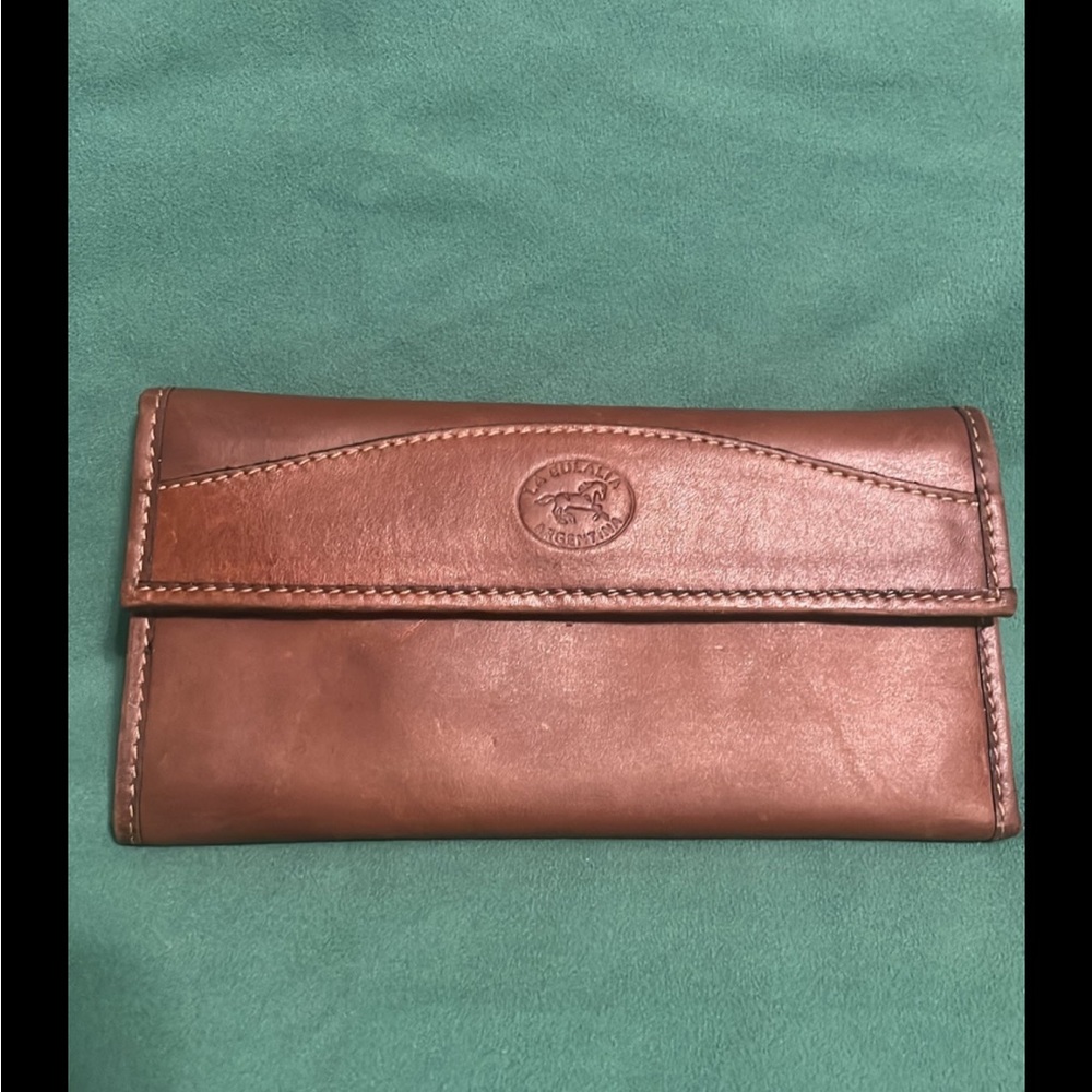 VINTAGE Genuine Leather Brown Rancher Cowboy Wallet Clutch Equestrian Pocketbook